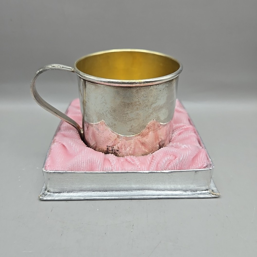 Oneida Community Silverplate Rose-Handle Small 2.5" Silver Cup In Original Box