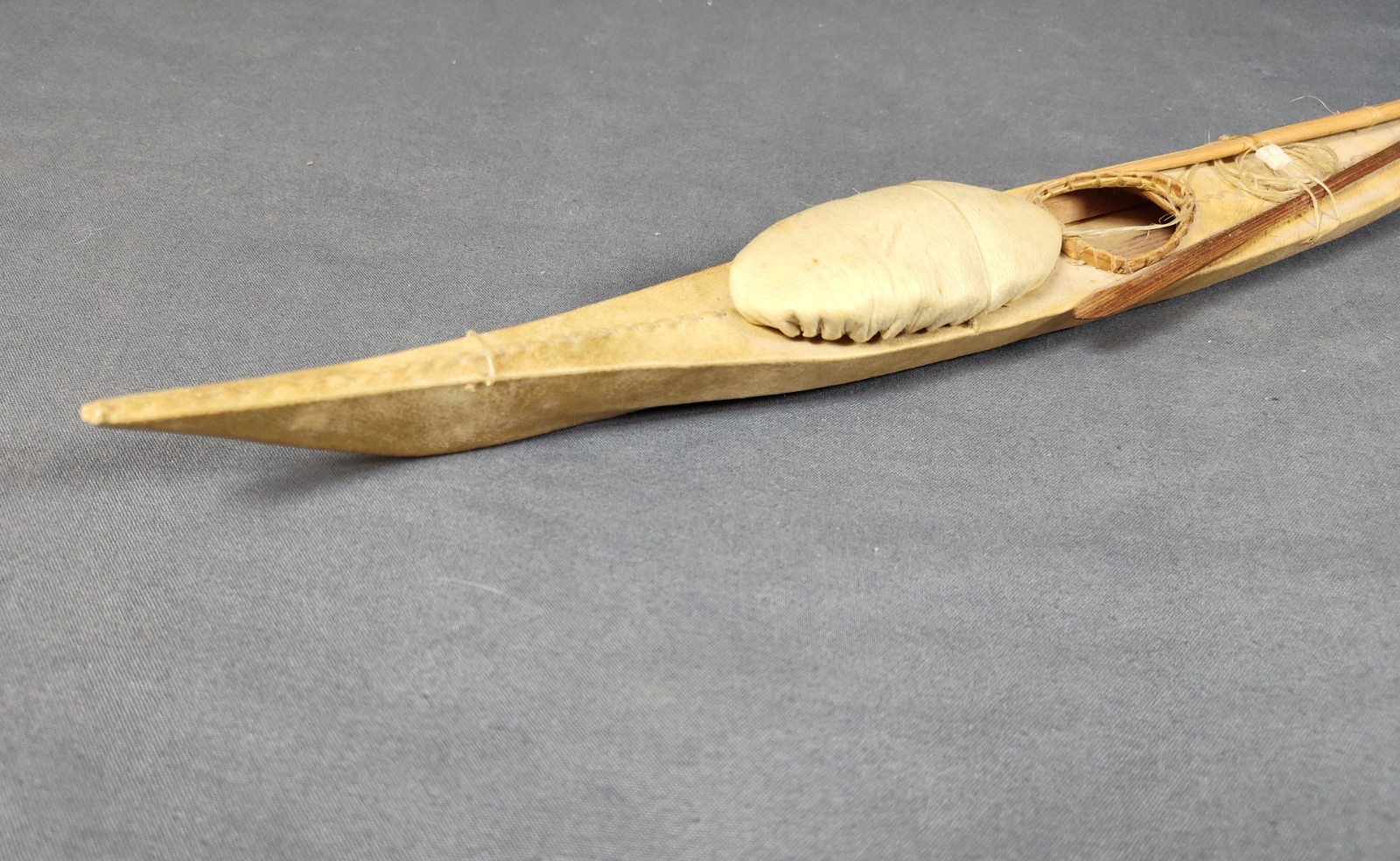 Antique Inuit Kayak Model c. 1900-1920 Authentic Detailed Handcrafted Piece 20"