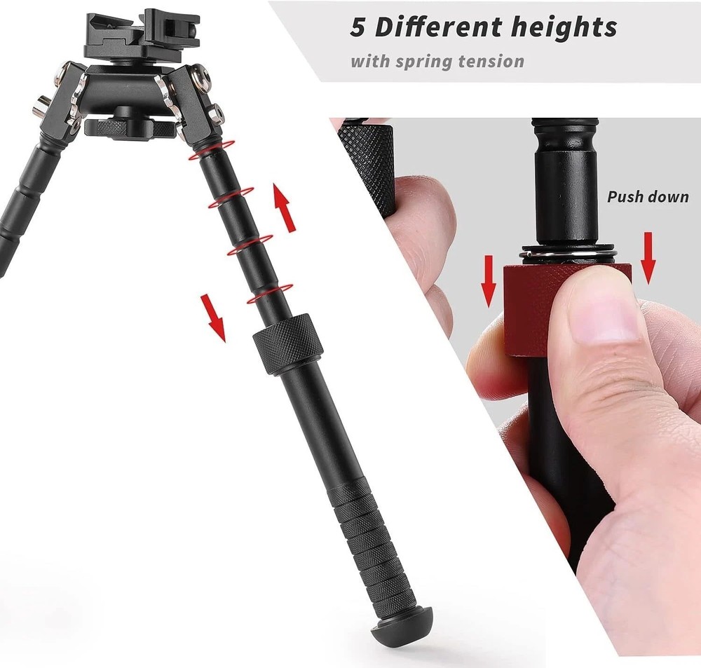 4.75- 9" Foldable Adjustable Bipod Combination for Keymod Picatinny System