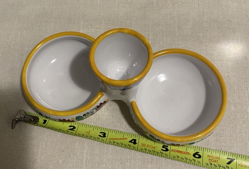 VTG Salt Cellar Condiments Dish Signed Bottom HK Ceramic Terracotta Base