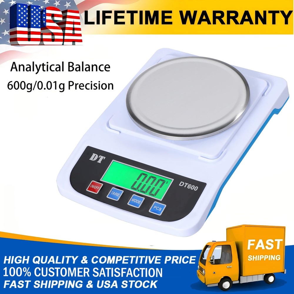 Lab Analytical Balance 600g x0.01g Precision Digital Precision Electronic Scale