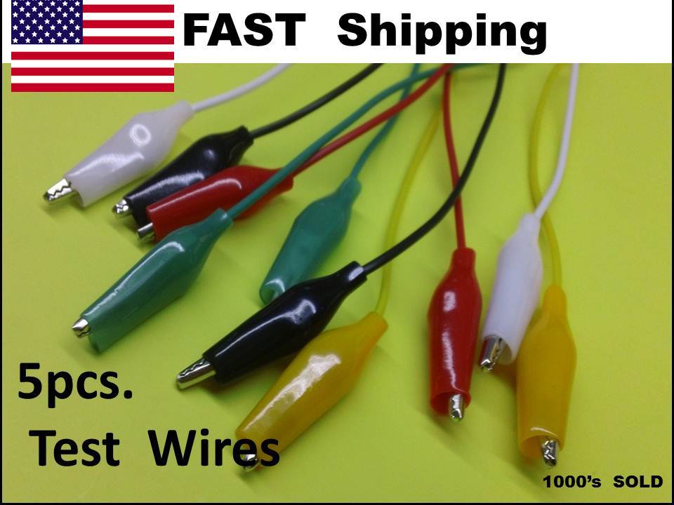 5 X - 18" DOUBLE end Crocodile Clips Cable Alligator Clips testing wire probe