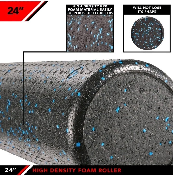 JFIT High Density Foam Roller, Solid Blue, 18-Inch