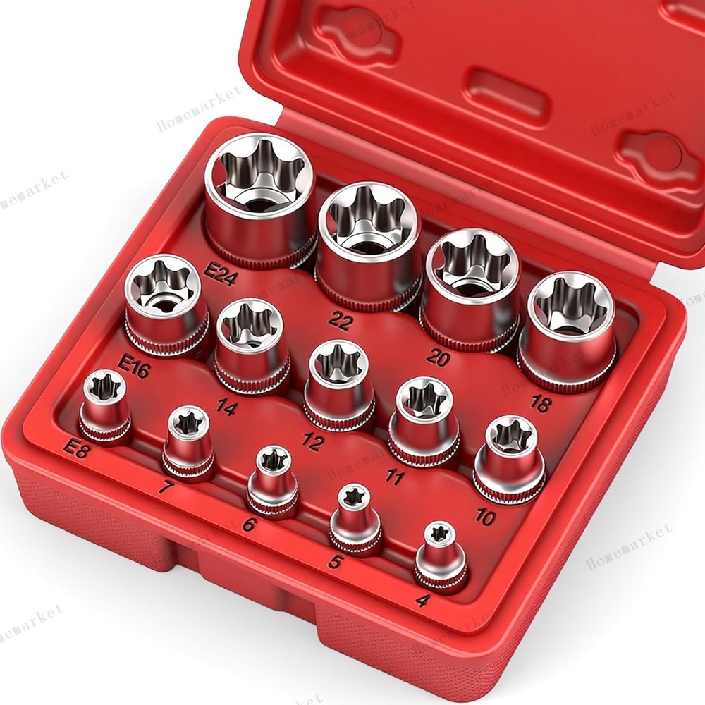 14PC E-TORX Socket Set Female Torx Socket Set Ultimate Torque Star Socket E4-E24