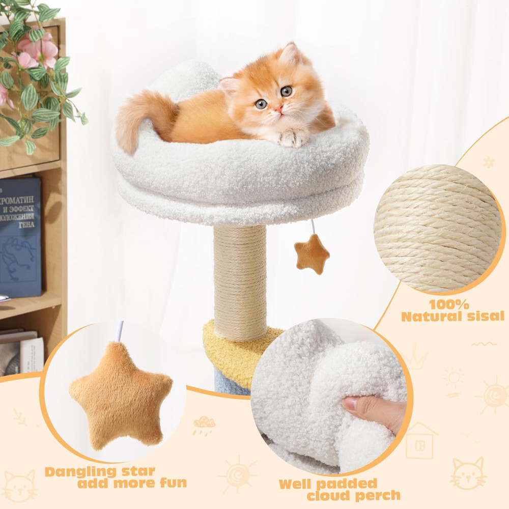 Cat Tree with Sisal Scratching Posts Cat Tower with Hammock Cute Cat Condo for S