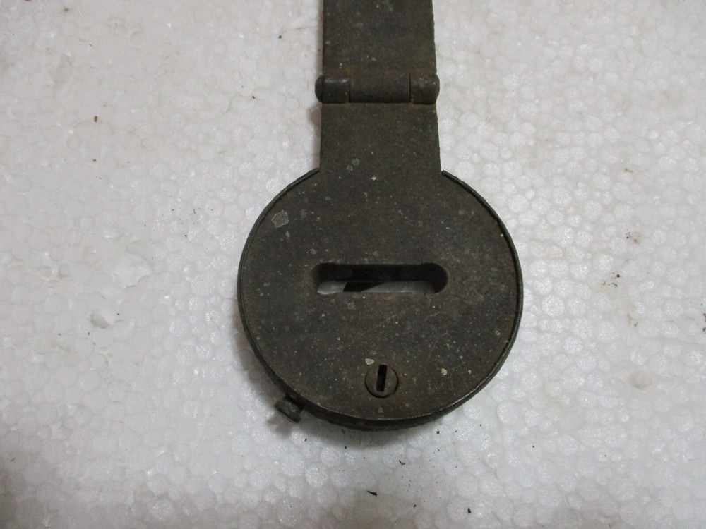Unique Antique Primitive Iron Barn Door Trunk Hinged Prouty Lock ???