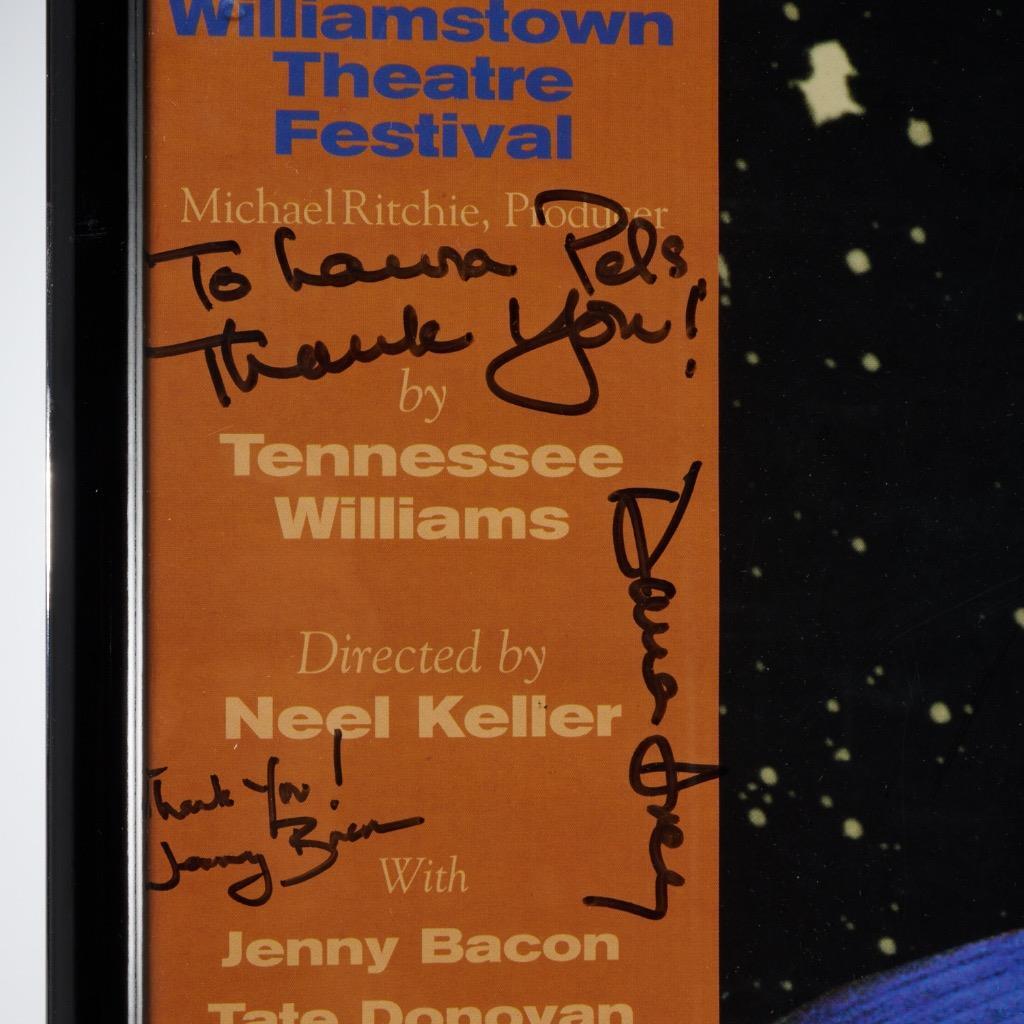 Williamstown Theatre Festival Glass Menagerie Tate Donovan Signed Framed Poster