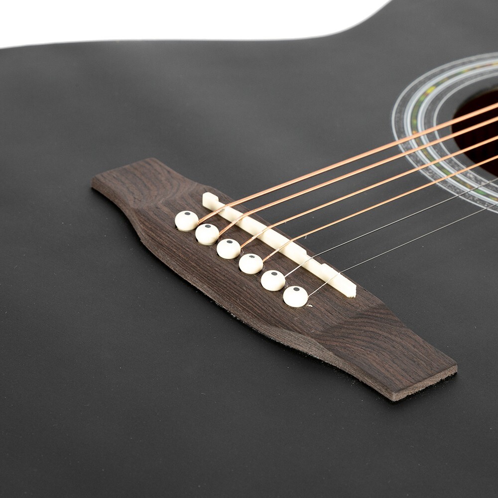 US 40" Black Spruce Panel Matte Edging Folk Guitar 6String W/Gig Bag Guard Board