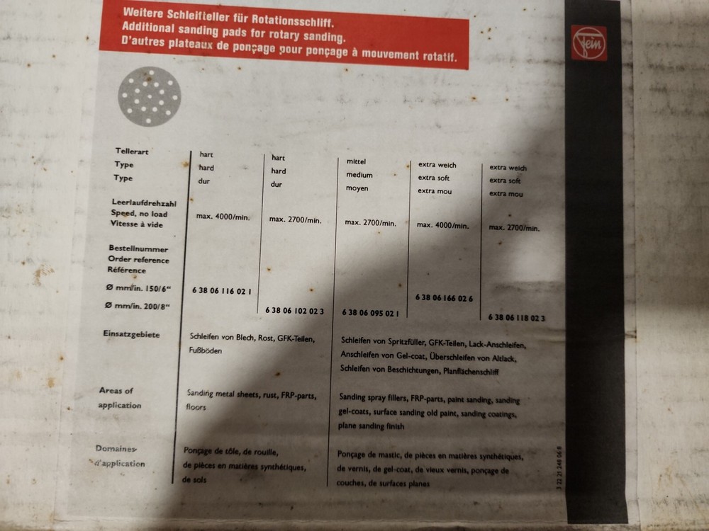 New Fein 63806118023 8" Extra Soft Backing Pad