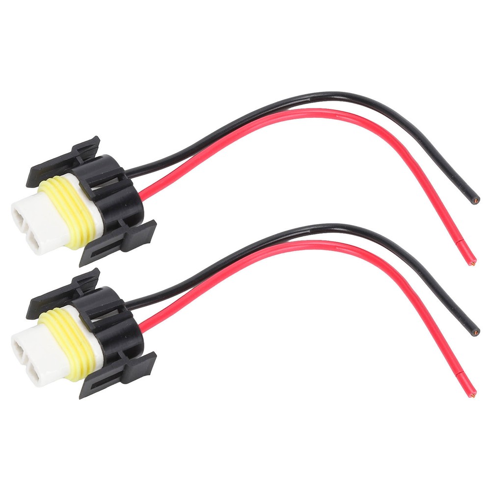 2x Wire Pigtail H11 Ceramic Female Socket Head Light High Beam Connector Harness