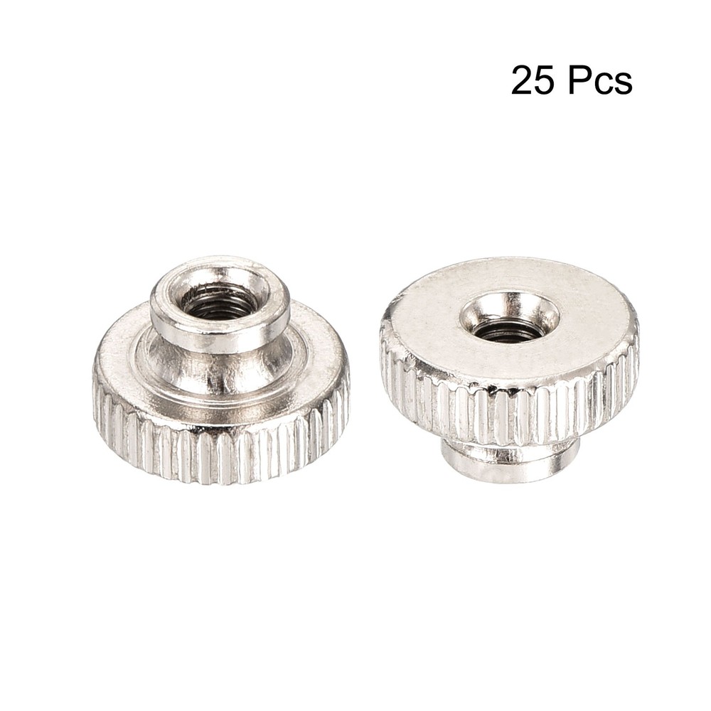 Knurled Thumb Nut, 25Pcs M3*0.5 Iron Round Knobs nickel plating, Silver Tone