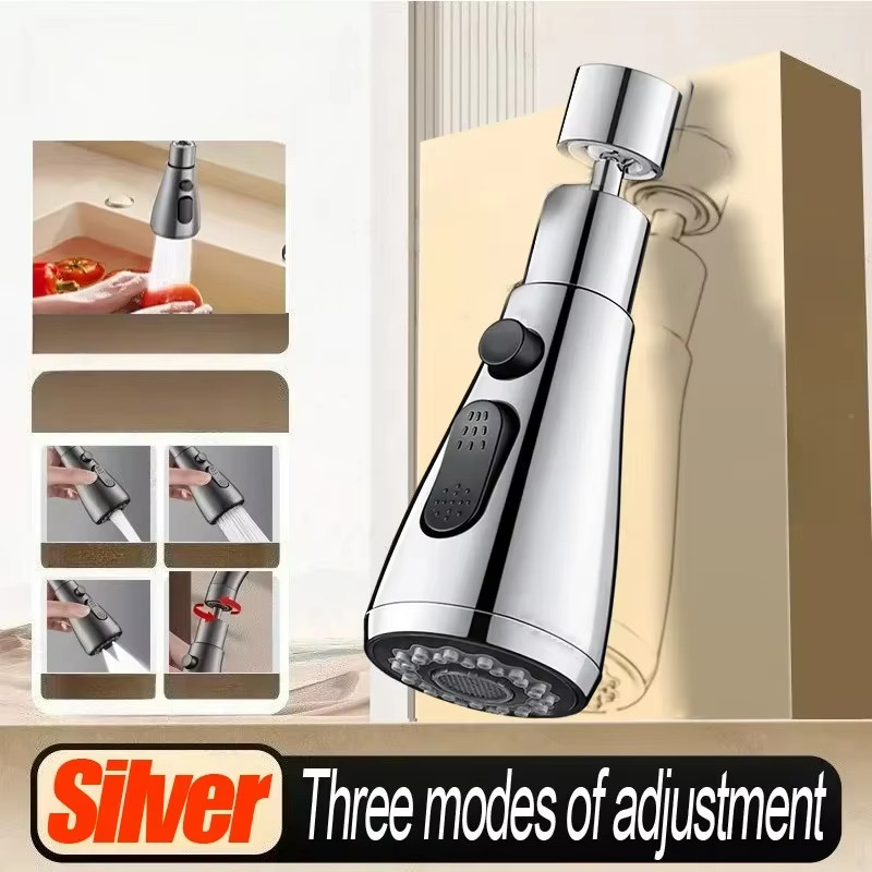 360° Rotating Kitchen Faucet Extender with Splash Filter and Bubbler Nozzle