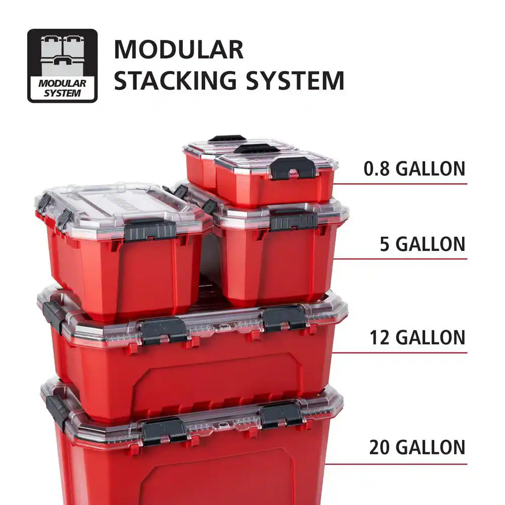 12 Gal. Professional Heavy Duty Waterproof Stackable Plastic Storage Container w