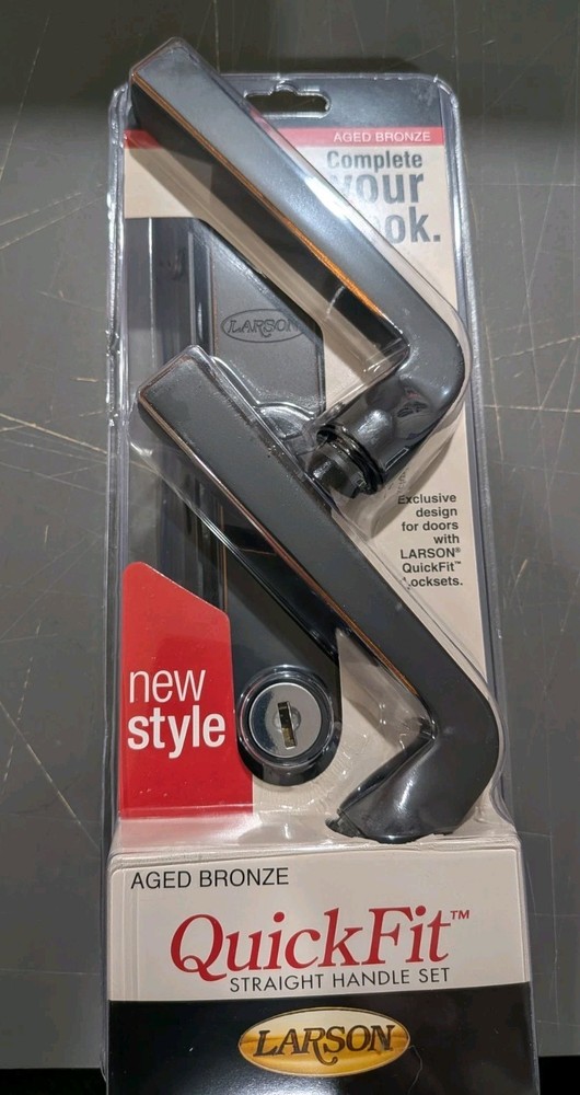 Larson Door Handle Quickfit Straight Handle 20298957 Five Spindle Aged Bronze