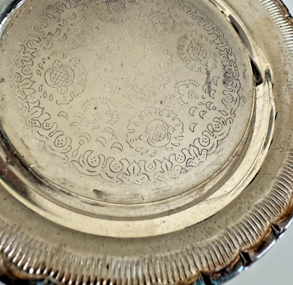 VTG SET OF 5 SILVER PLATE COASTERS (21)