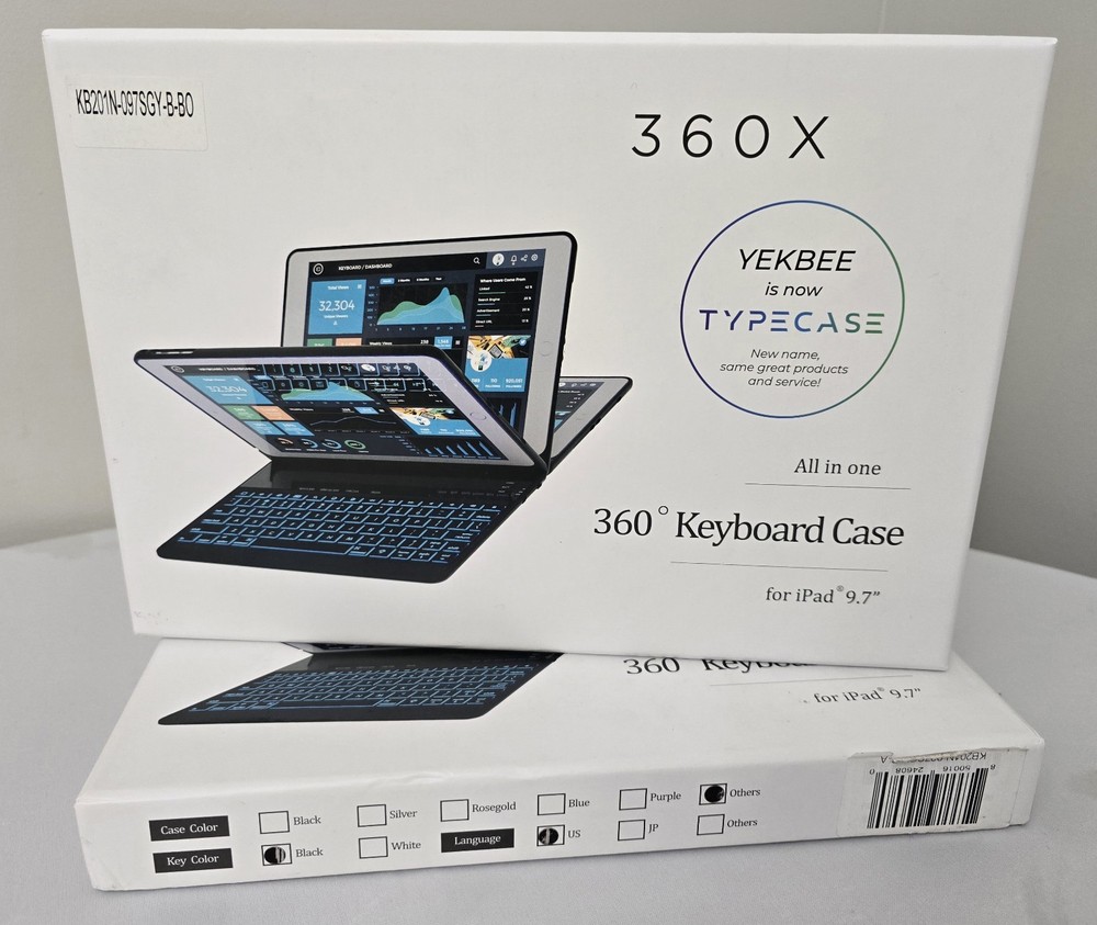TYPECASE Flexbook 360X All In One 360° Keyboard Case iPad 9.7" Black Charging Ca