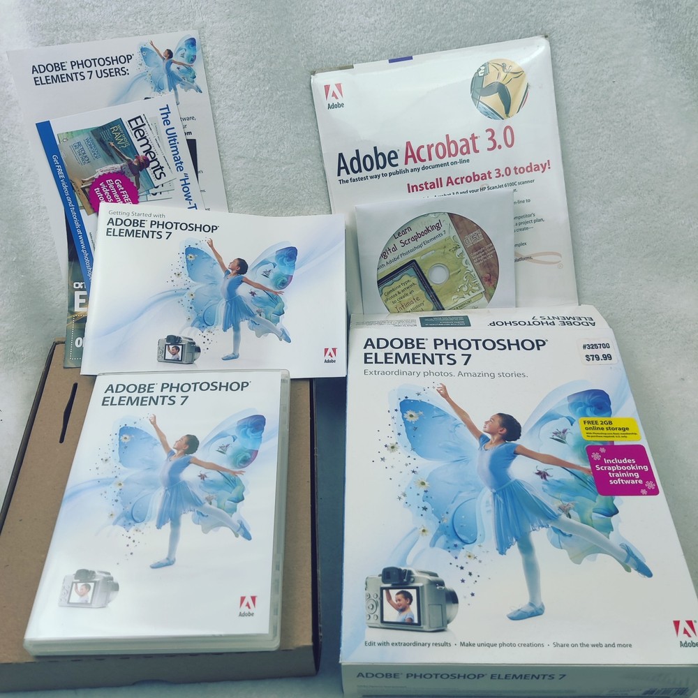 Adobe Photoshop Elements 7 PC Complete w/ Case Manual Disc