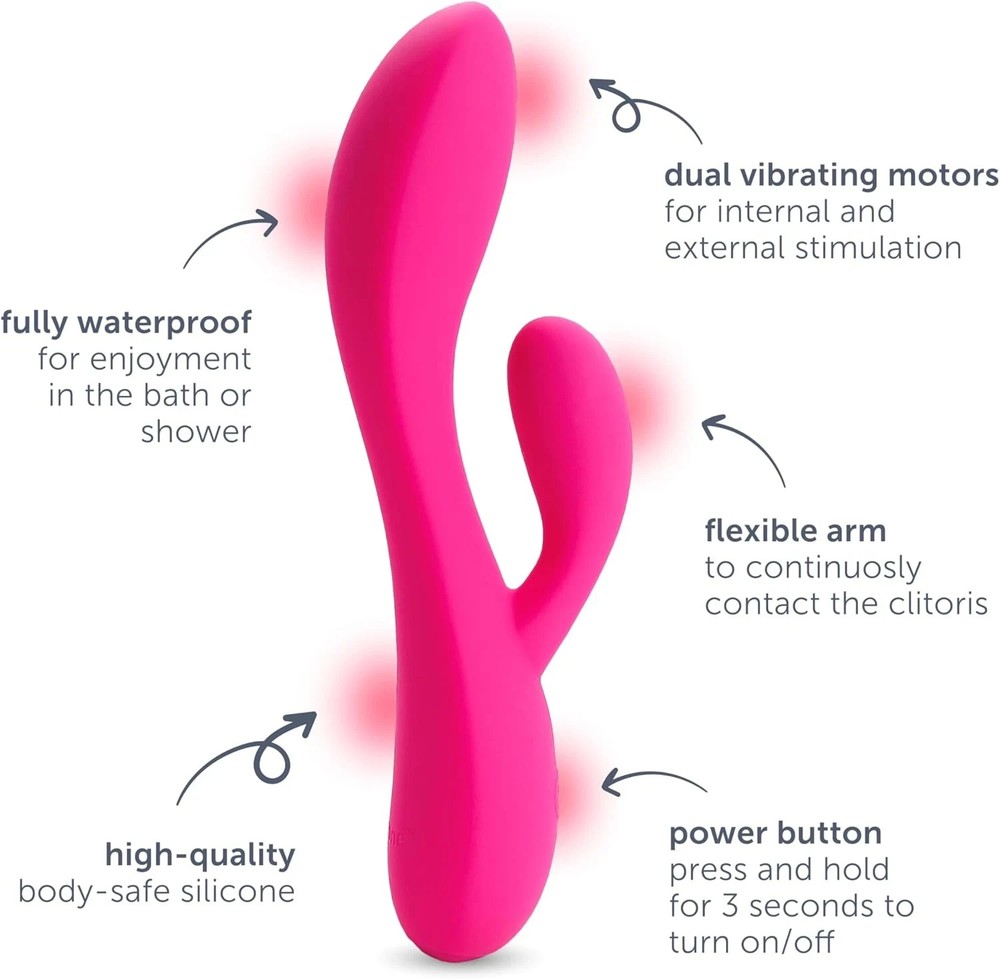 plusOne Dual Rabbit Vibrator 10 Vibration Modes, Waterproof, USB Rechargeable
