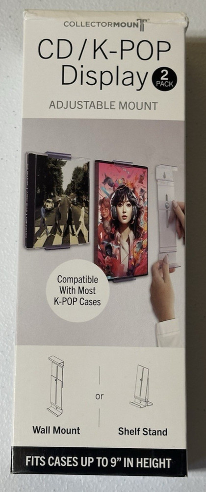 Collector Mount CD / K-POP Display 2 Pack Acrylic Adjustable Mount NEW