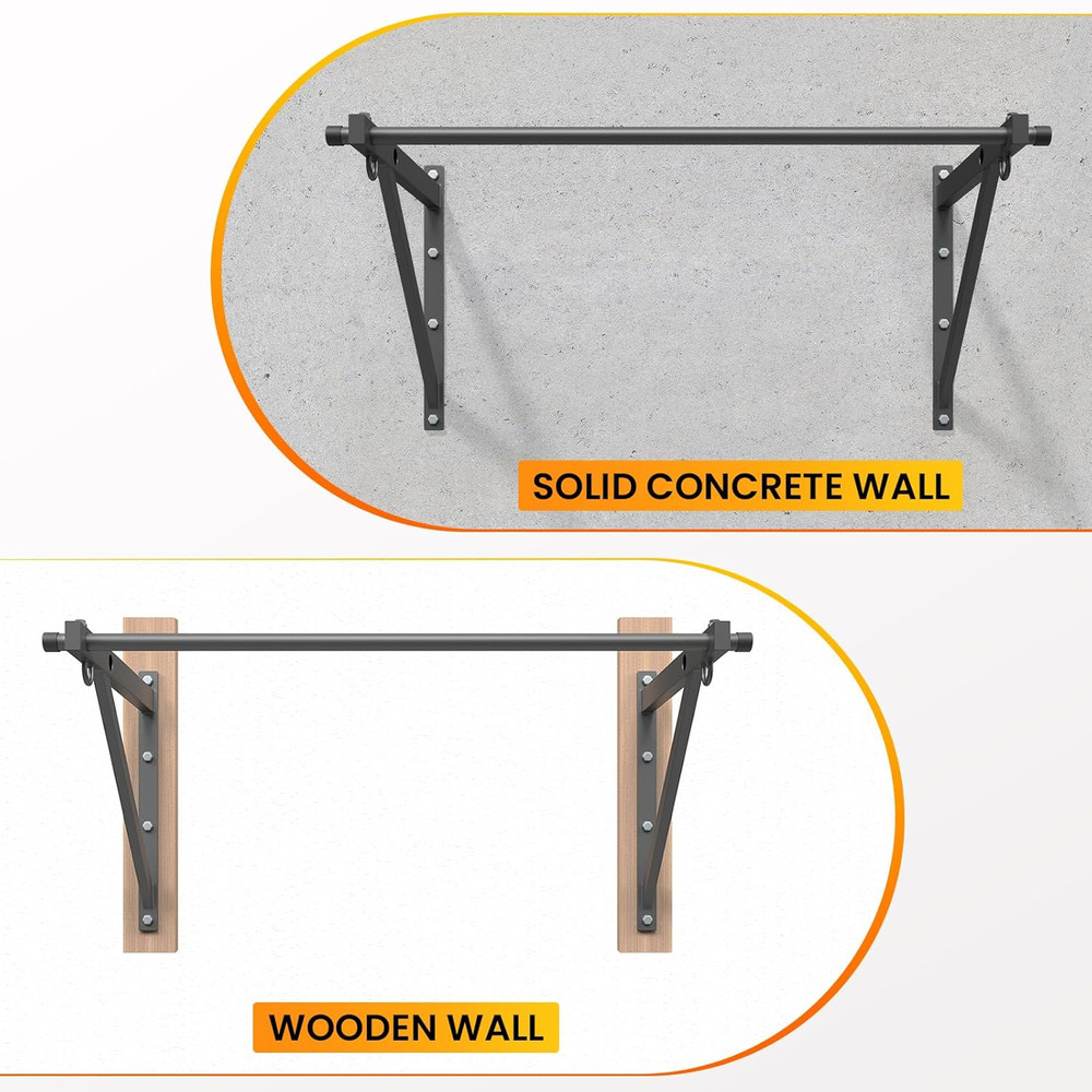 Wall Mounted Pull up Bar, Adjustable Depth 51" Chin up Bar, Strength Training Pu