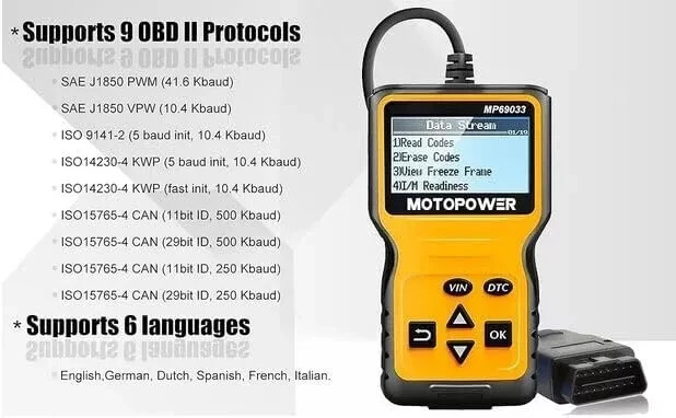 MOTOPOWER MP69033 Car OBD2 Scanner Code Reader Engine Fault Scanner CAN Diagnost