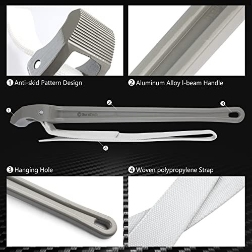 Strap Wrench 18" Handle, Adjustable Nylon Strap Pipe Wrenches, 18 Inch Grey