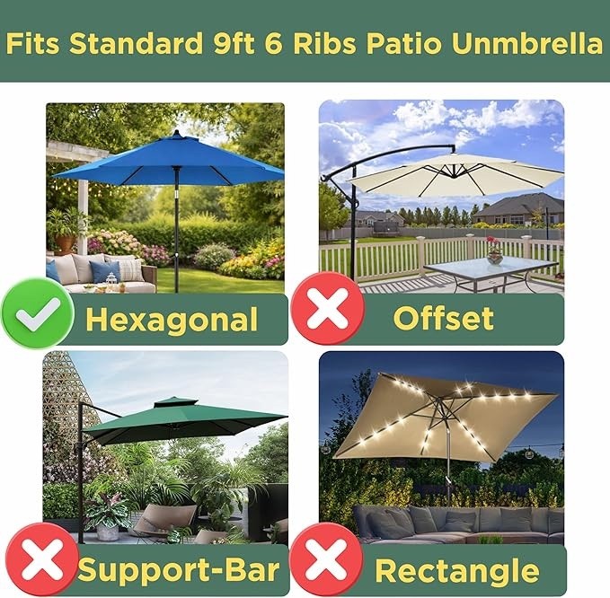 9ft Patio Umbrella Replacement Canopy top cover 8 ribs Waterproof UV