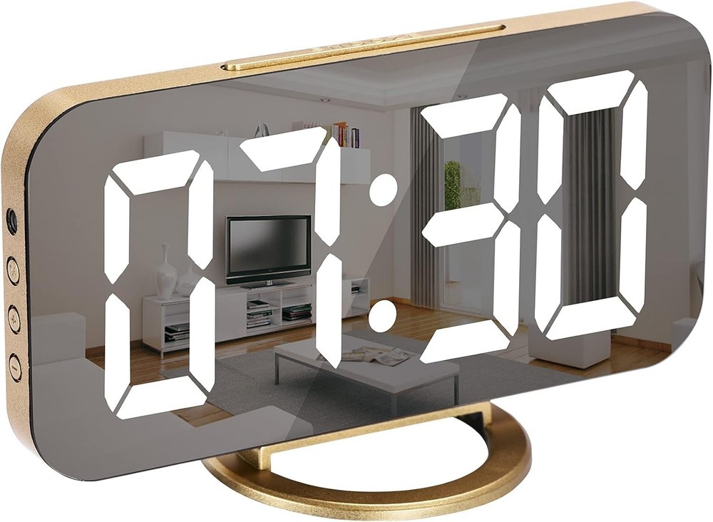 Digital Alarm Clock - Gold - Modern Style