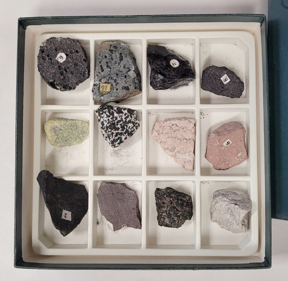 Igneous Rock Collection - 12 Numbered Samples with ID List - Geology Education