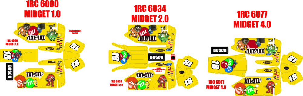 1RC MIDGET WRAP M AND M KYLE BUSCH