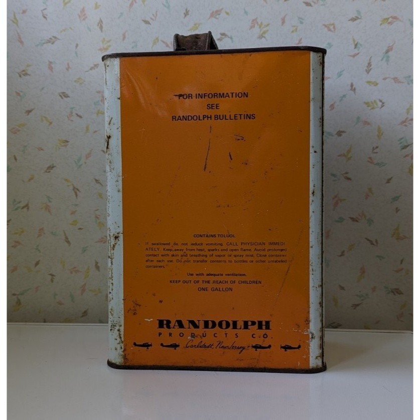 RANDOLPH PRODUCTS Flight Proven Aircraft Finish Tin Airplane Graphic Vintage