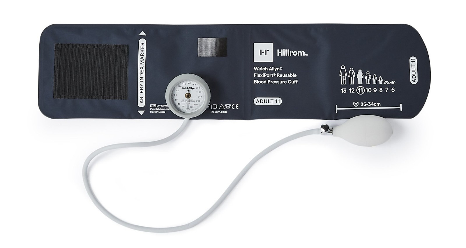 Welch Allyn DS44-11V Adult BP Cuff- Bulb, Color Bumpers, DuraShock, FlexiPort