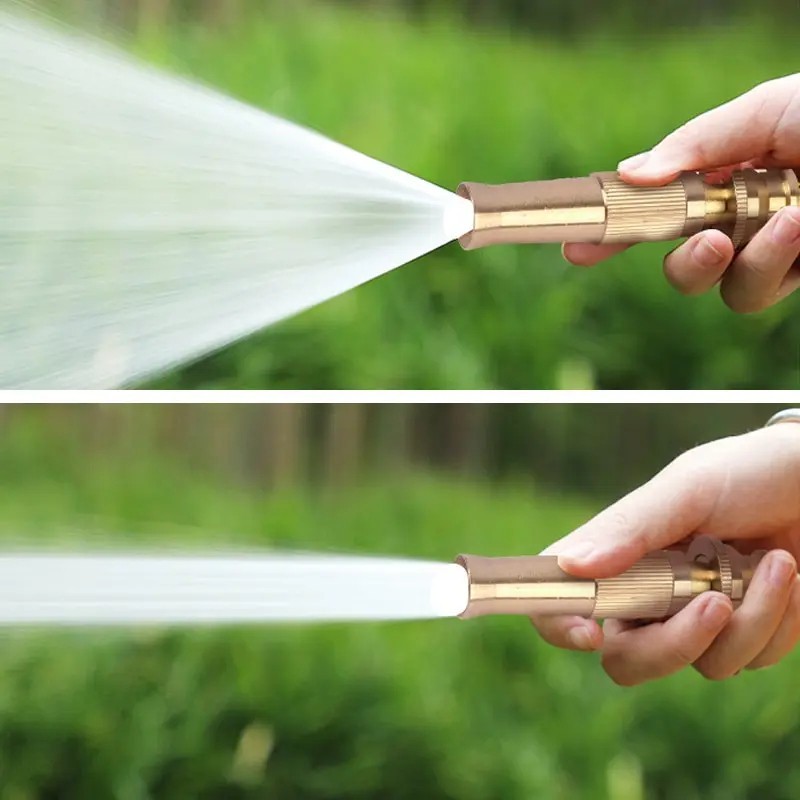 Solid Brass Garden Spray Nozzle 4" Adjustable Twist Water Hose