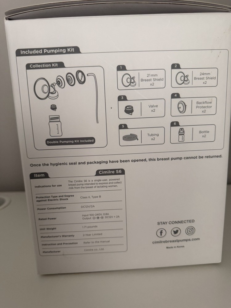 Cimilre S6 Double Electric Breast Pump Single Breast Pump- Open Box
