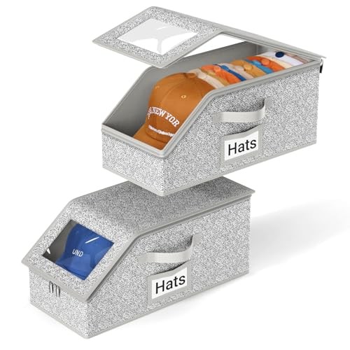 PCS Stackable Hat Storage for Baseball Caps, Holds up to4 Caps Hat 2 Grey