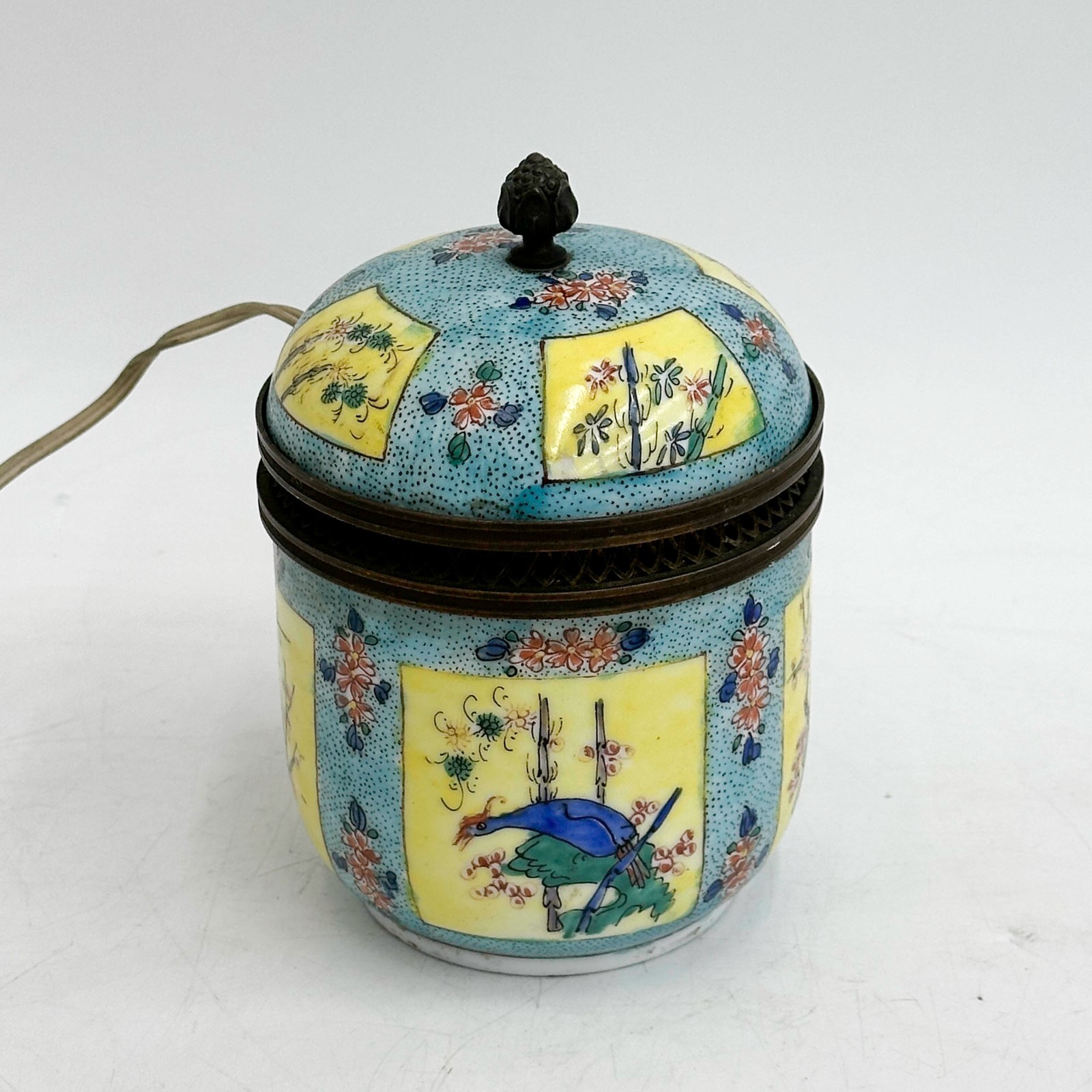 Chinese Enameled Porcelain Mounted Lamp Jar early 20th century