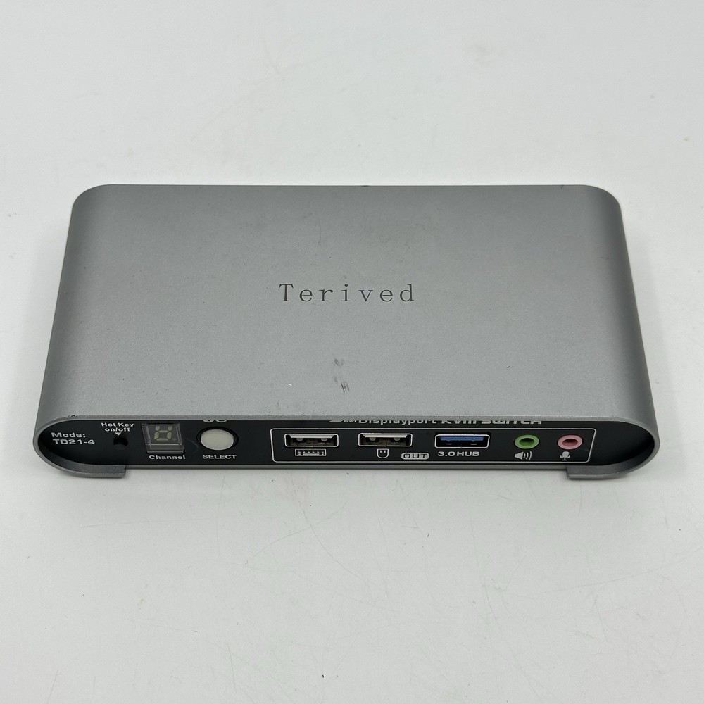 Terived 4 Port 2 DP Monitors USB 3.0 Automatic KVM Switch 4 Computers