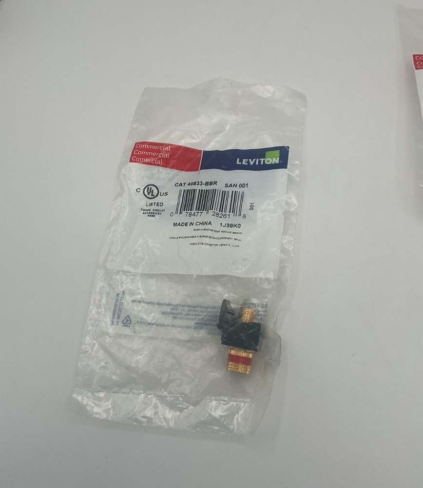 Leviton 40833-BBR Snap-in Module with Binding Posts Black Adapter Stripe 1J39KO