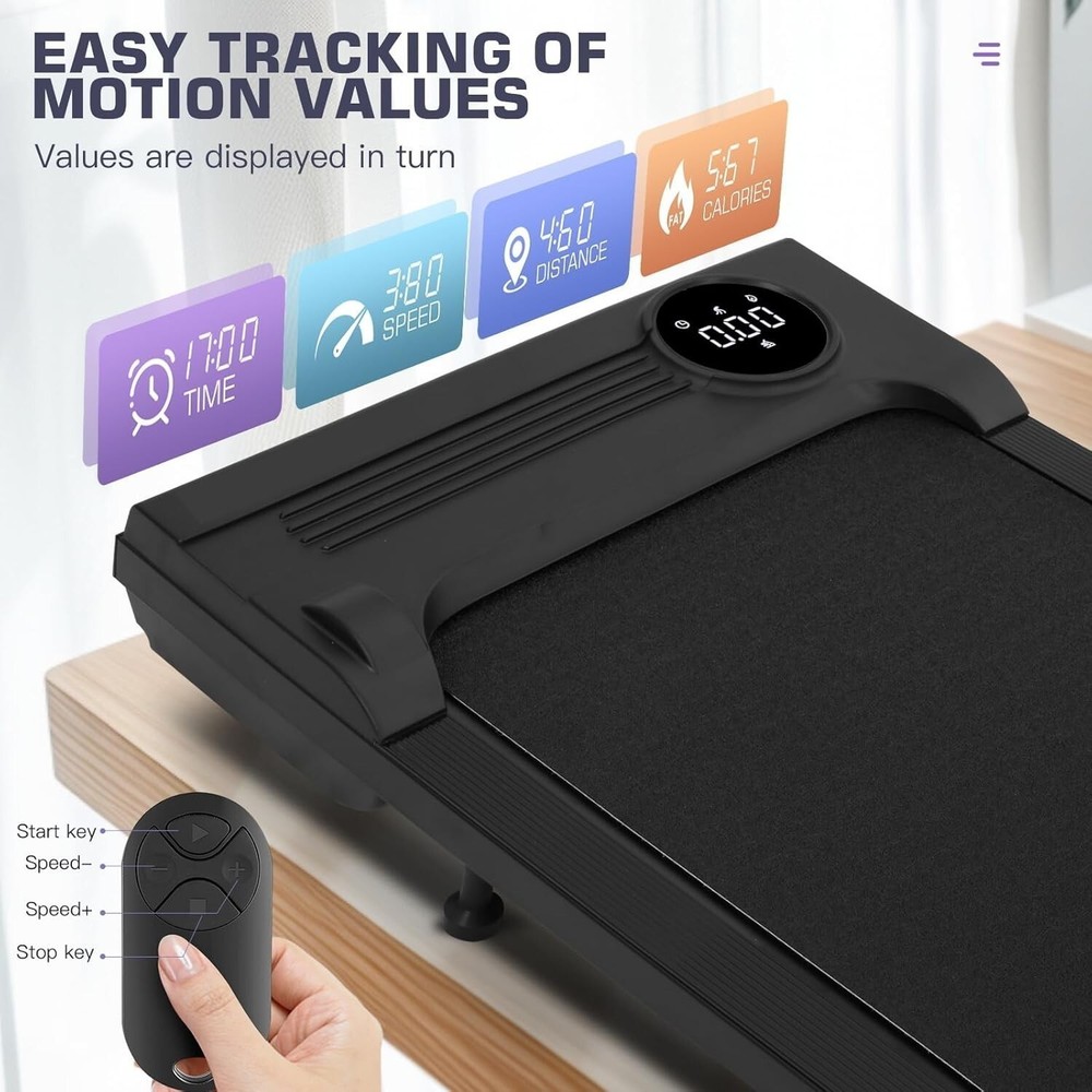 Under Desk Treadmill Compact Running Machine with Remote Control,300lbs Capacity