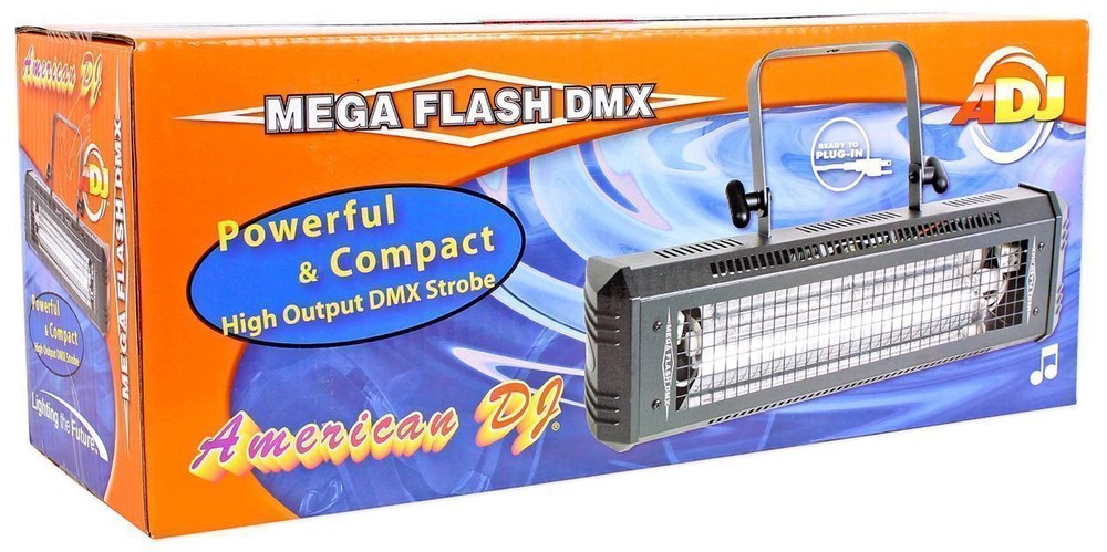 American DJ Mega Flash DMX 800-Watt Compact DMX Strobe Light+Backpack ADJ