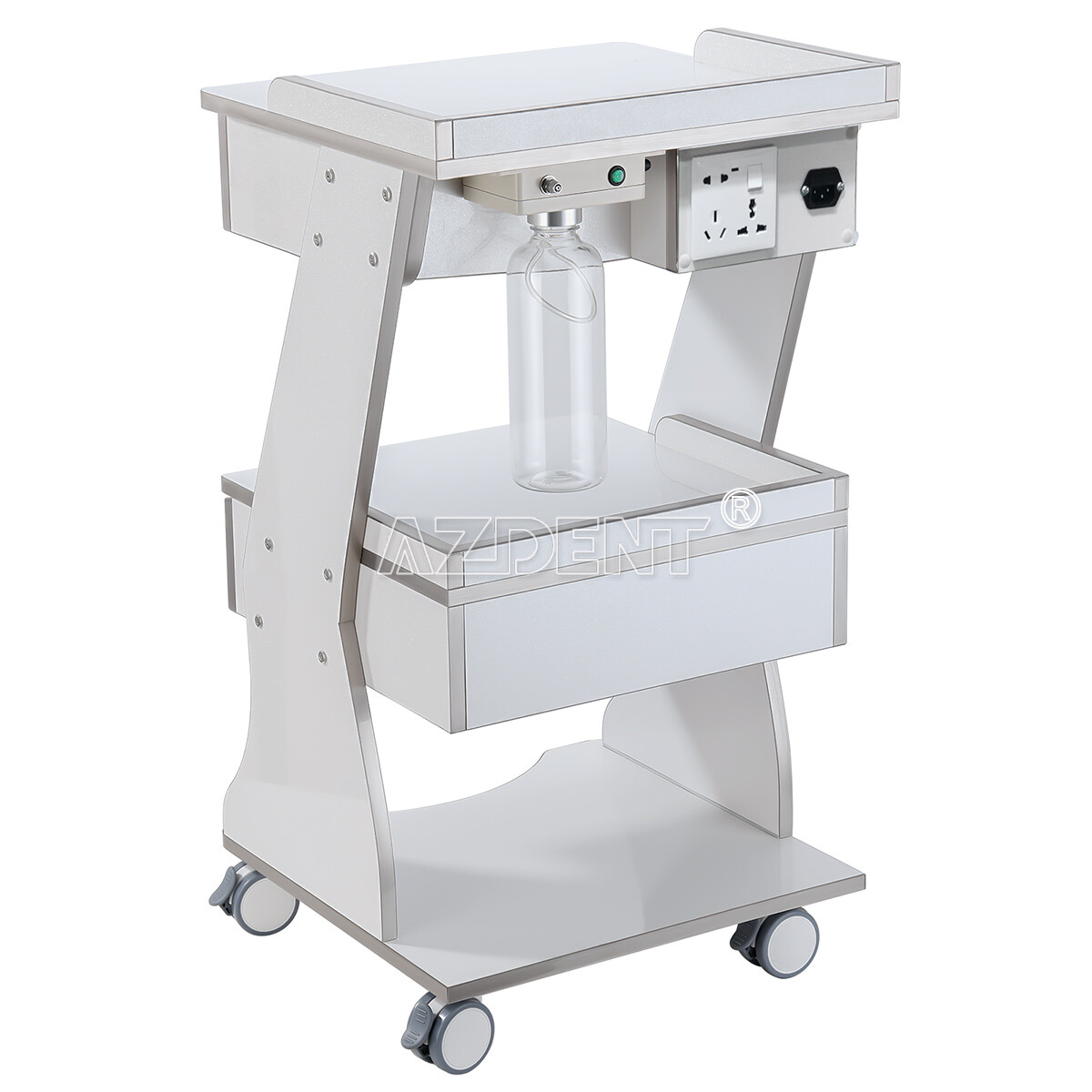 Dental Medical Cart Mobile Storage Cabinet with Drawers/Trolley Cart with Socket