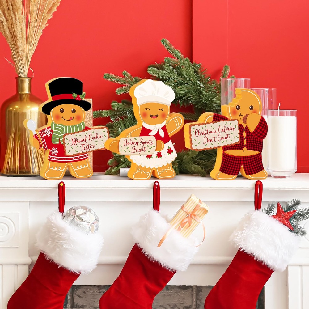 COCHIE Gingerbread Man Christmas Decorations Indoor, Cute Brown