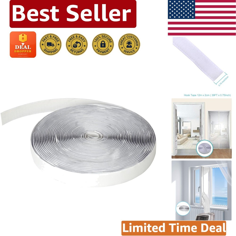 Durable 39ft White Nylon Hook Tape for Magnetic Screen and Window Sealing