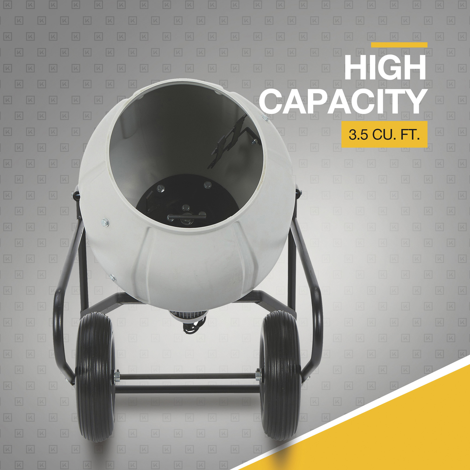 Klutch Electric Cement Mixer, 3.5 Cu. Ft. Poly Drum, 1/2 HP, 120V Electric