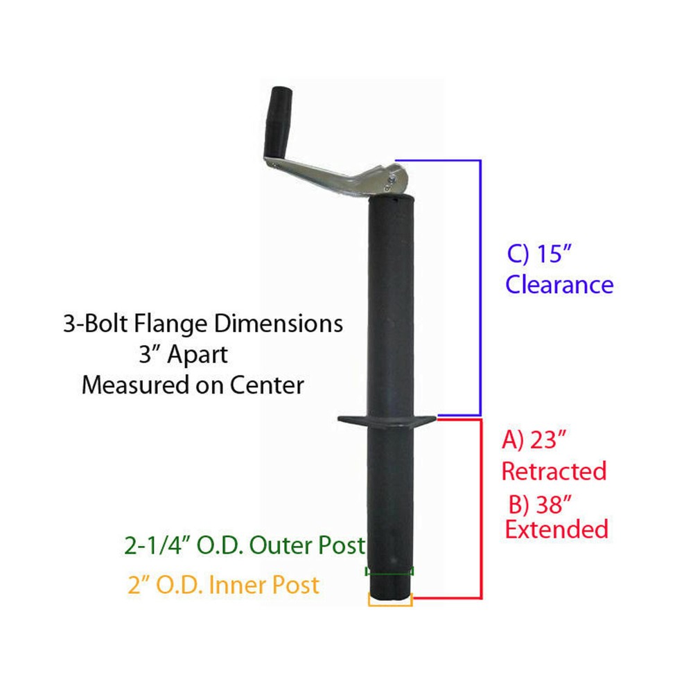 A-Frame Trailer Jack with Foot and Mounting Hardware (JB-2002B-100B)