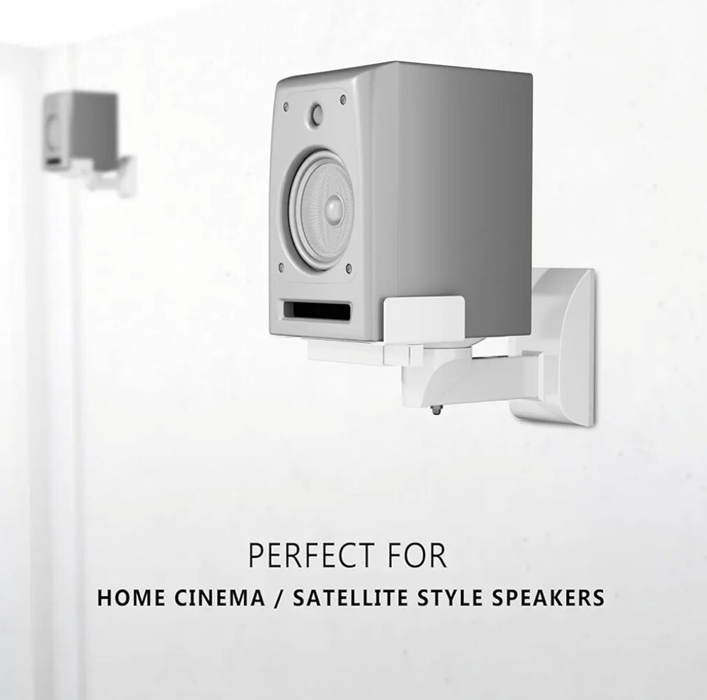 WALI Speaker Wall Mount White Dual Side Clamping Bookshelf Mounting Bracket 1pc