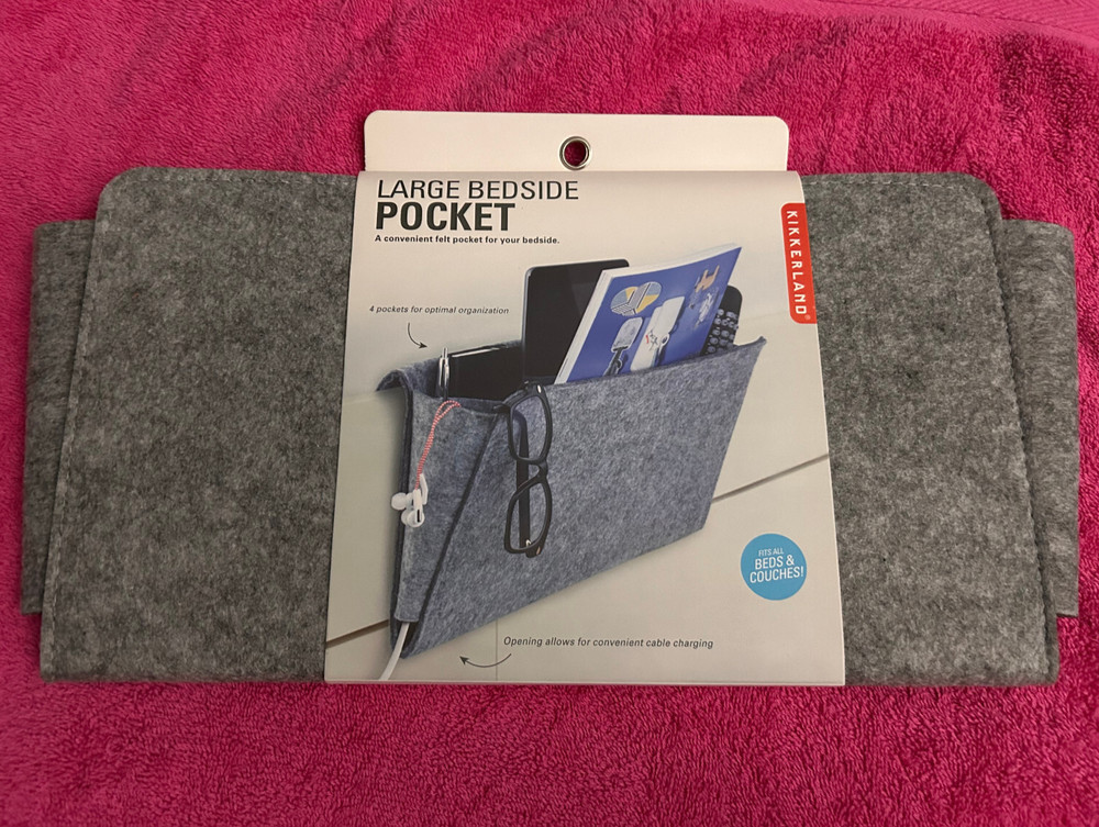 kikkerland design gray large bedside pocket