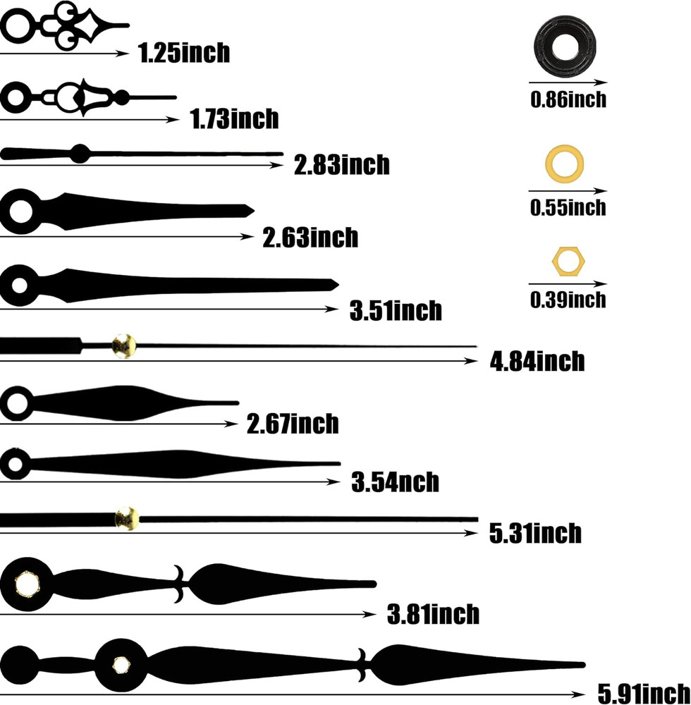 5Pcs High Torque Quartz Clock Movement Mechanism Replacement Clock Kit with 12 D