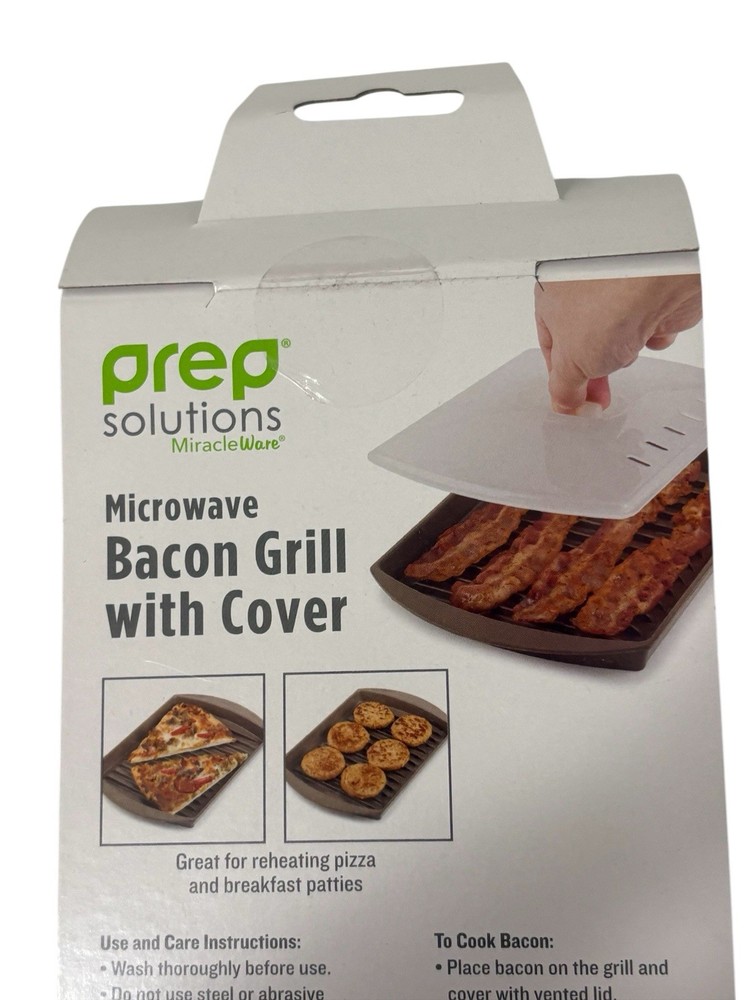 Progressive MiracleWare Microwave Bacon Grill W/Cover Gray Plastic