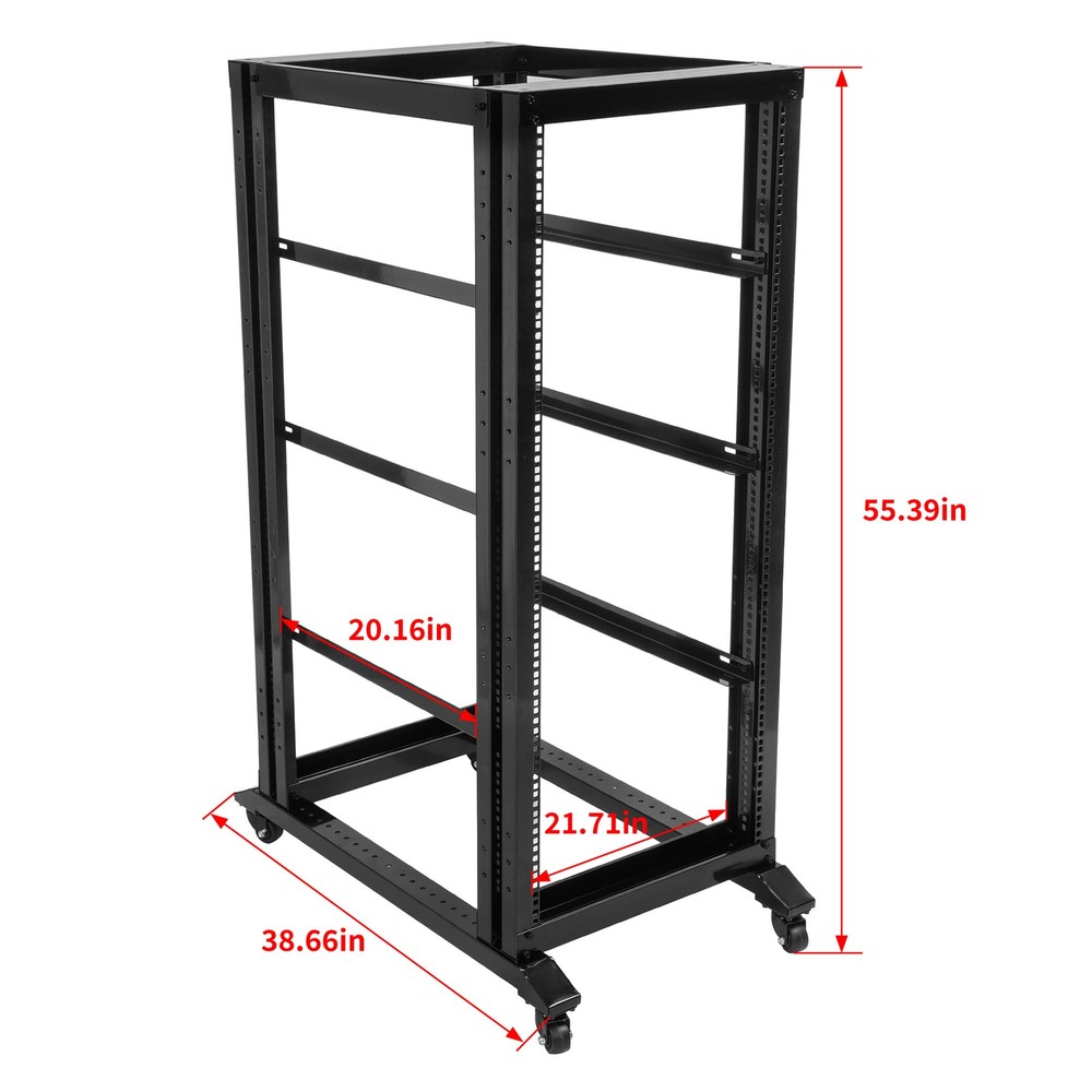 27U Open Frame Server Rack Network Enclosure w/Casters 4 Post 22" Adjustable